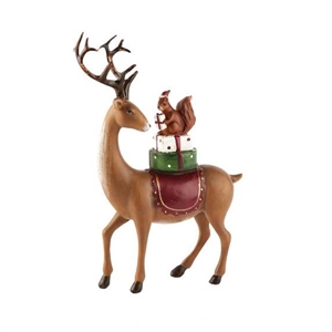 Rensdyr med pakker og egern _dekorativ julefigur
